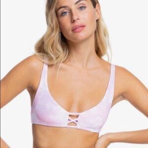 Roxy Sea & Waves Revo Purple Reversible Triangle Bikini Top Size Large